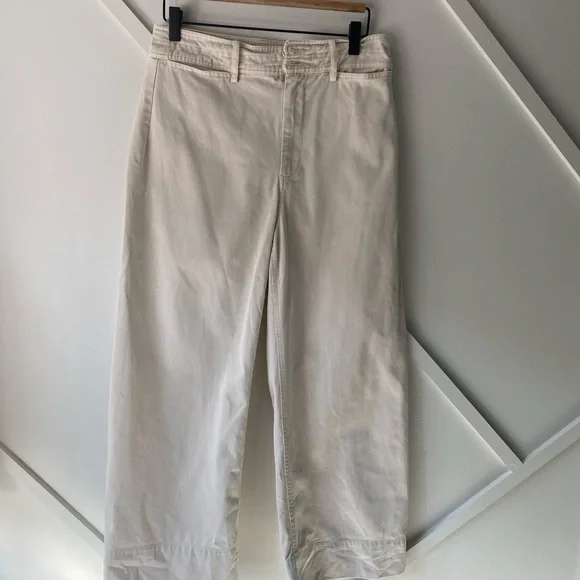Apiece Apart Merida High Waist Wide Leg Crop Pants Khaki Cotton Size 6 | Minimal - Picture 3 of 15